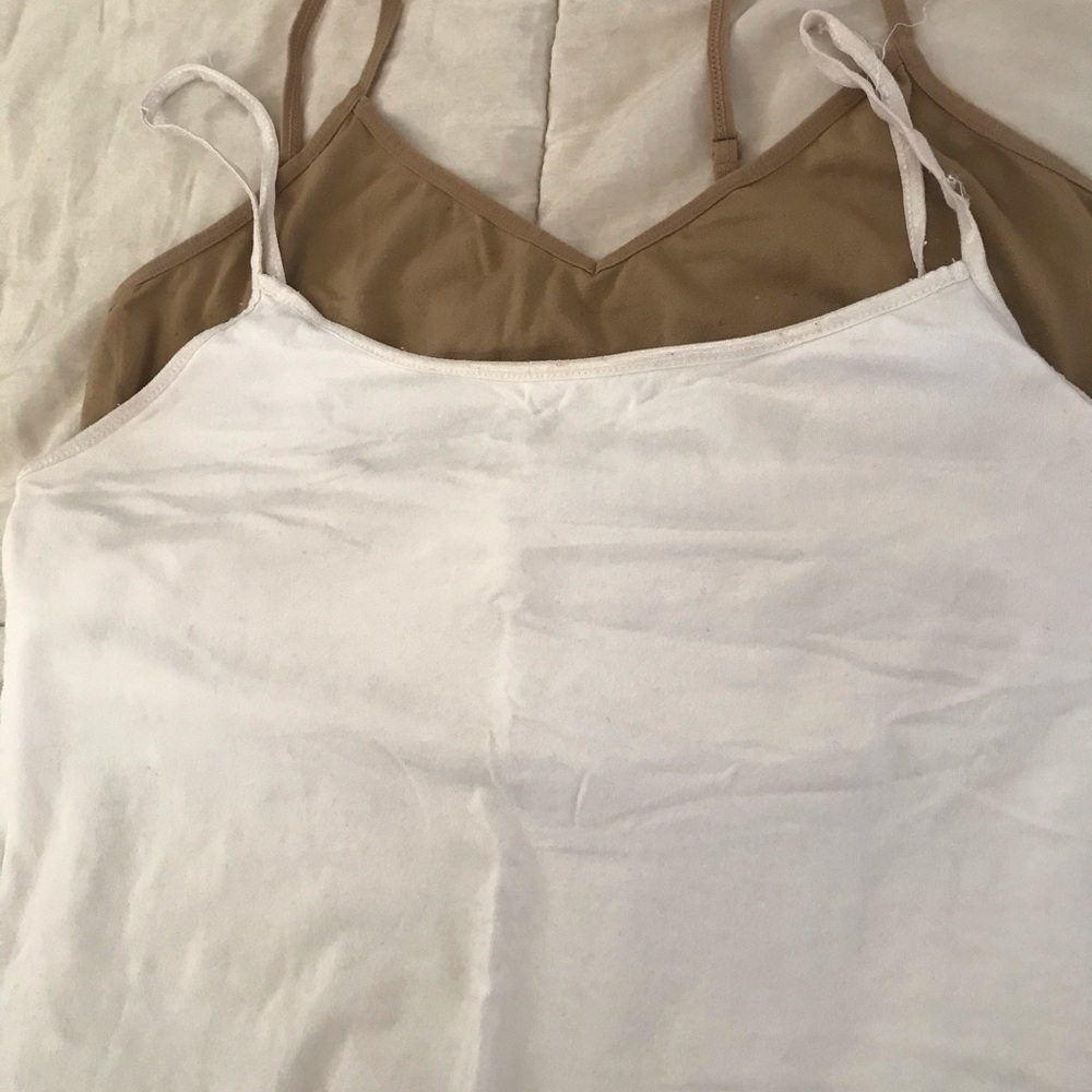 2 tank tops. Beige and White.